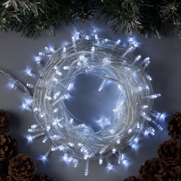 Гирлянда «Нить» 20 м, IP20, прозрачная нить, 200 LED, свечение белое, 8 режимов, 220 В 1